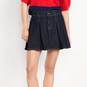 Old Navy Pleated Denim Blue Jean Mini Skirt Women's